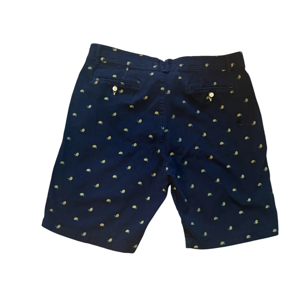 Trunks‎ Surf & Swim Co Mens Navy Blue Lemon Embroidered Chino Shorts Size 36 - Picture 3 of 3